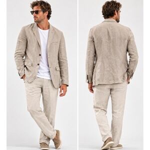 Goodale Linen Blazer Mens Medium 42R Tan Cotton Blend Lightweight Sport Coat